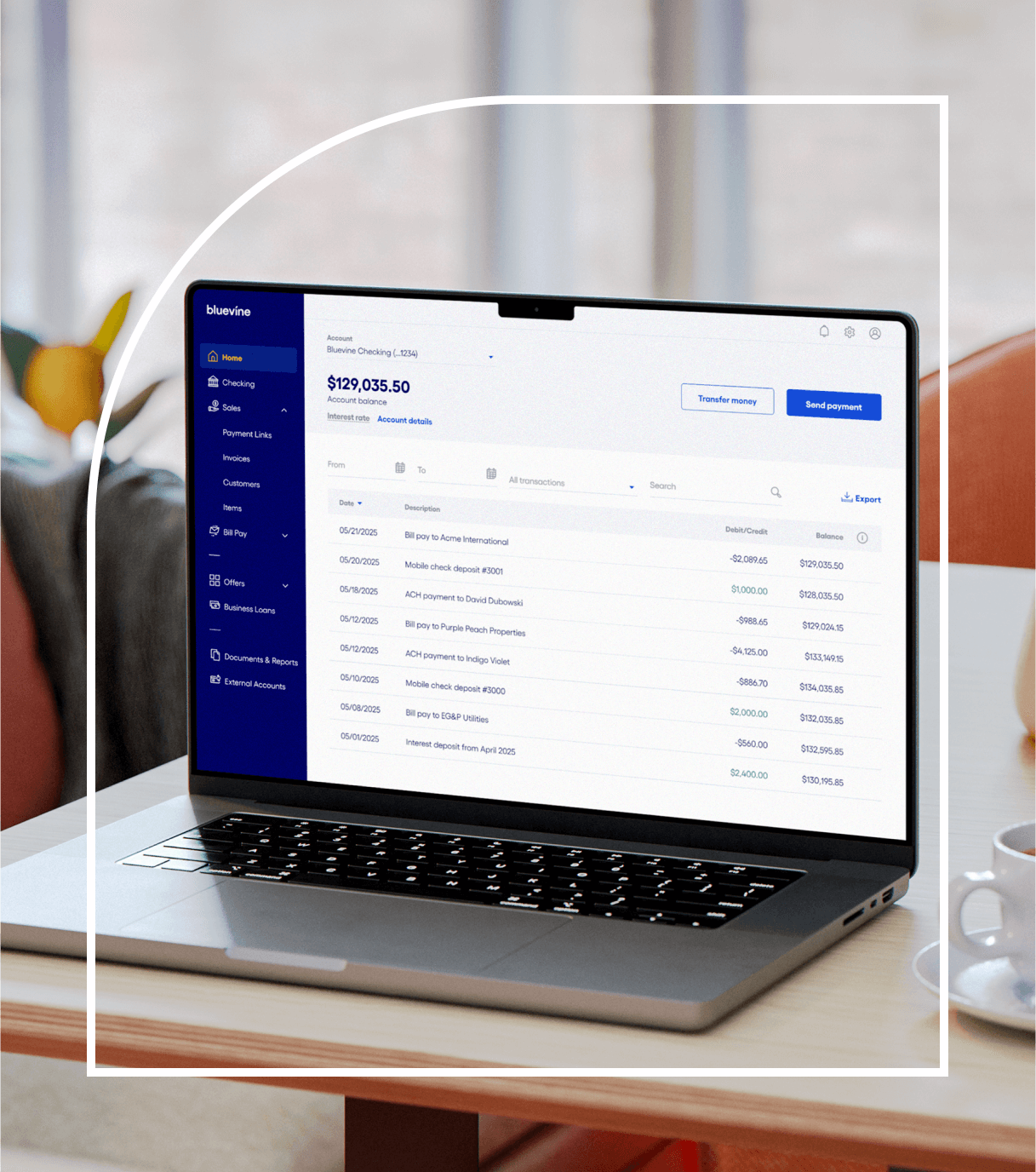 Computer screen showing a JoinBloc checking account